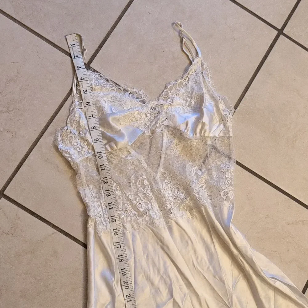 NWT Victoria's Secret Vintage Maxi Nightgown Satin Lace Sheer Stomach Back S